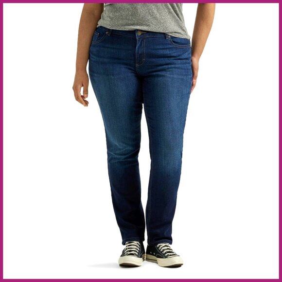 Plus Size Mid Rise Straight Leg Jean Regular Fit 70% Cotton